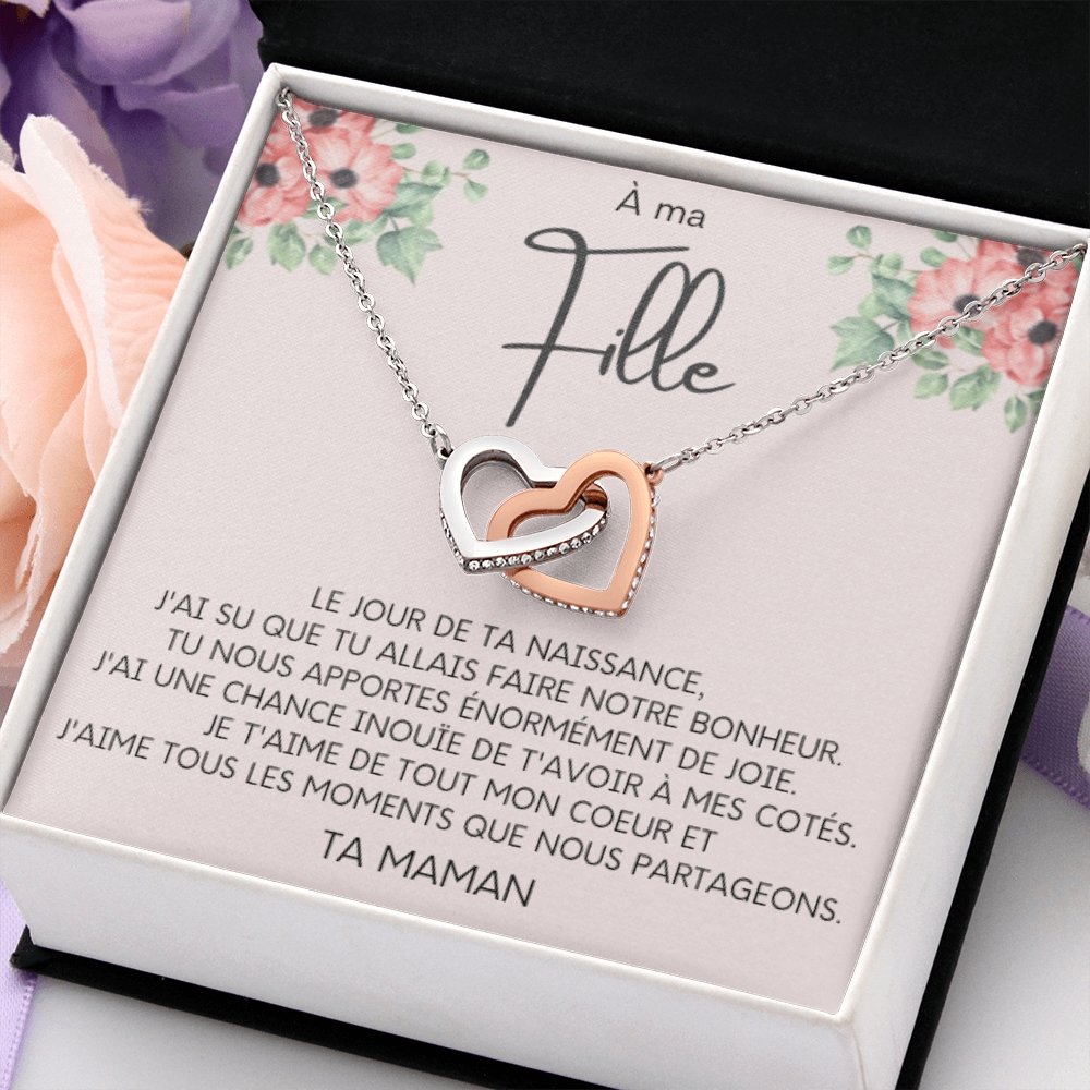 LINKY • Collier A Ma Fille Double Cœur - Lehnaa
