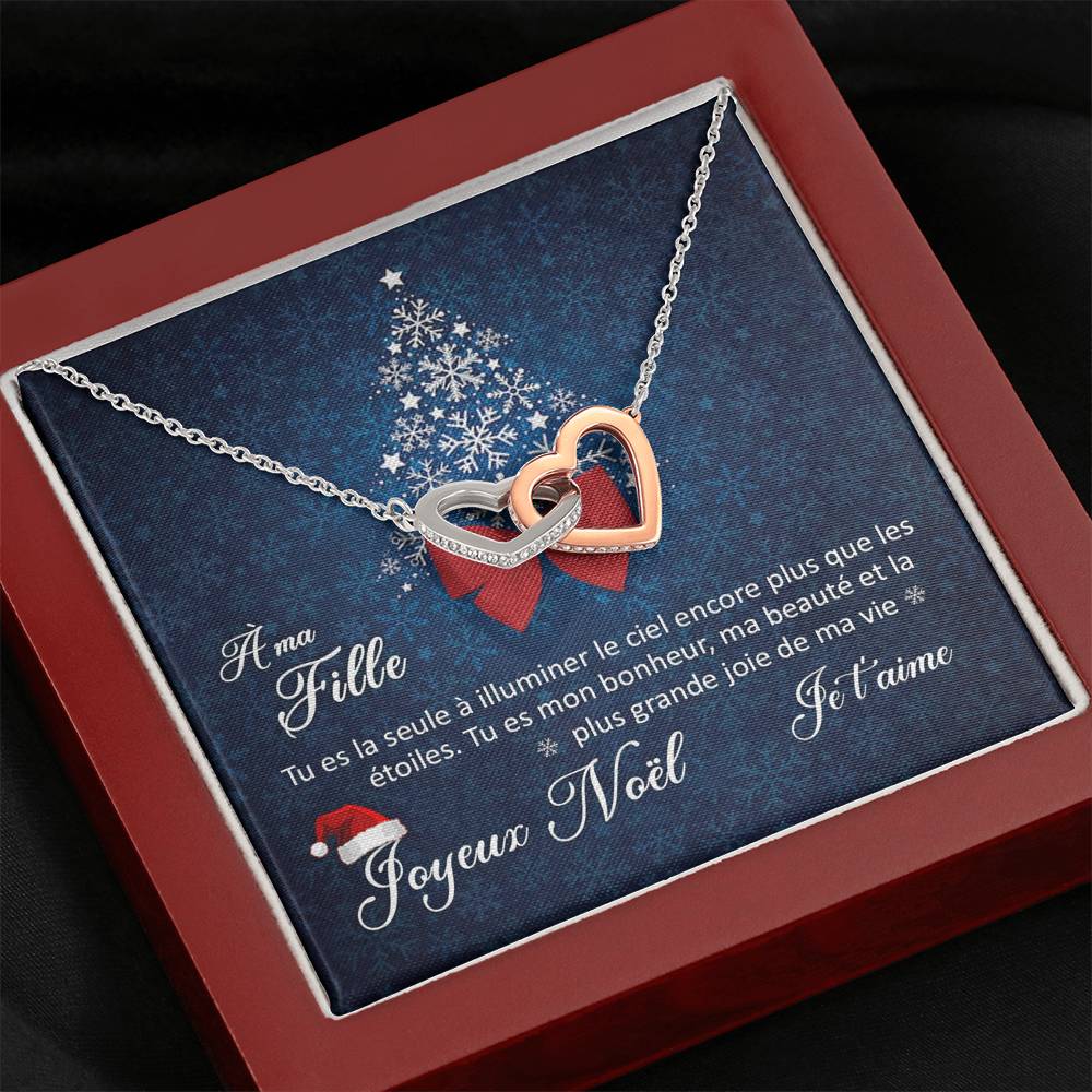 NOELENCHANTÉ • COLLIER JOYEUX NOËL MA FILLE Double Cœur - Lehnaa