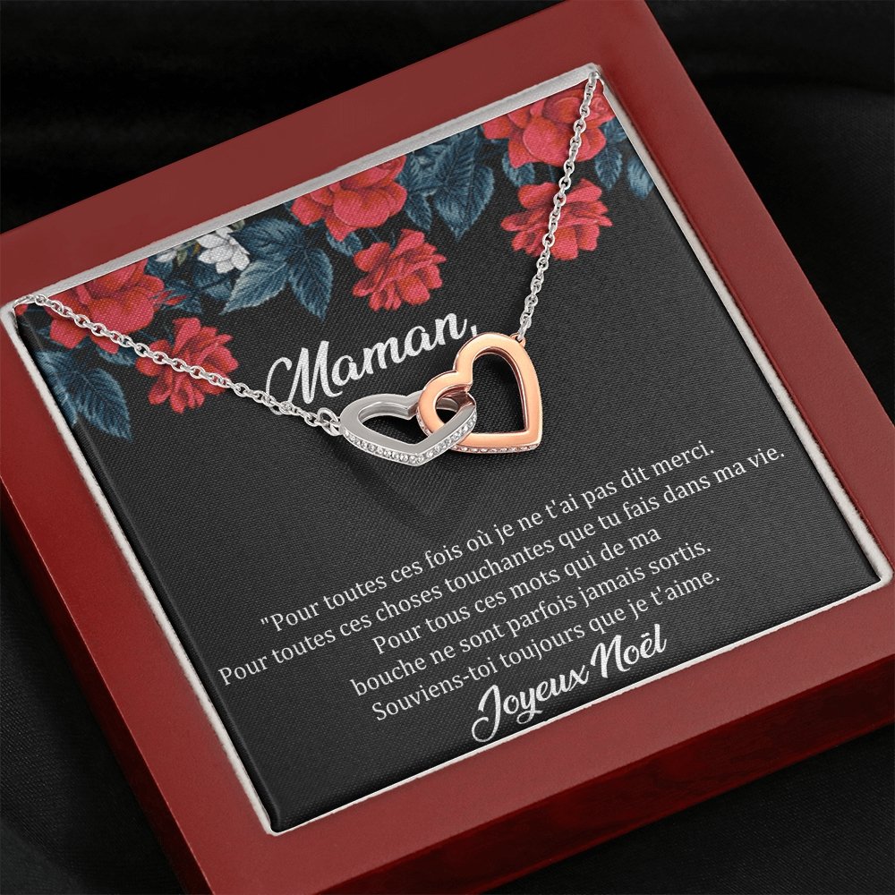 NOELENCHANTÉ • COLLIER JOYEUX NOËL MAMAN Double Cœur - Lehnaa