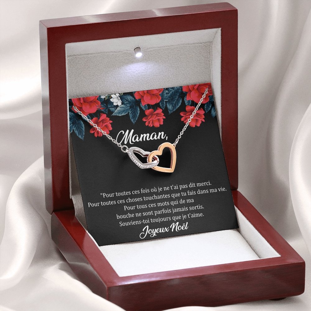 NOELENCHANTÉ • COLLIER JOYEUX NOËL MAMAN Double Cœur - Lehnaa