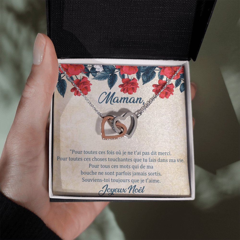 NOELENCHANTÉ • COLLIER JOYEUX NOËL MAMAN Double Cœur - Lehnaa