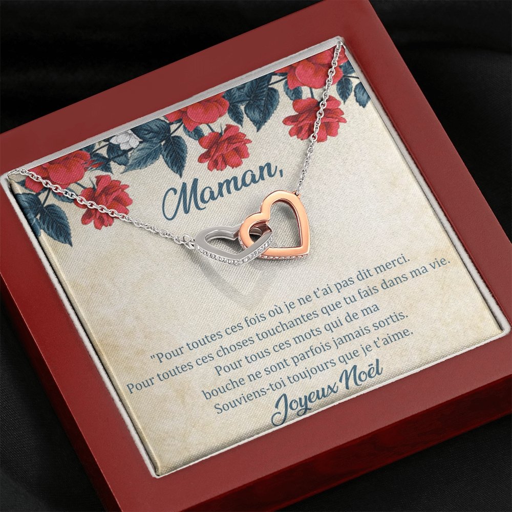 NOELENCHANTÉ • COLLIER JOYEUX NOËL MAMAN Double Cœur - Lehnaa