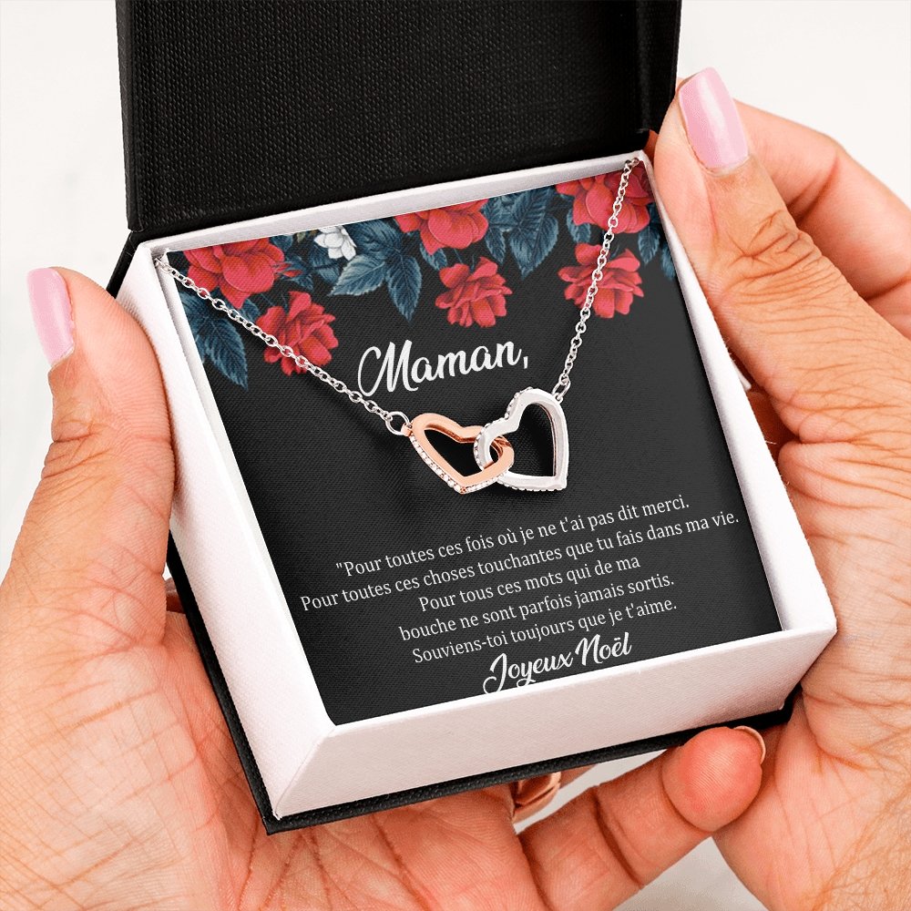 NOELENCHANTÉ • COLLIER JOYEUX NOËL MAMAN Double Cœur - Lehnaa