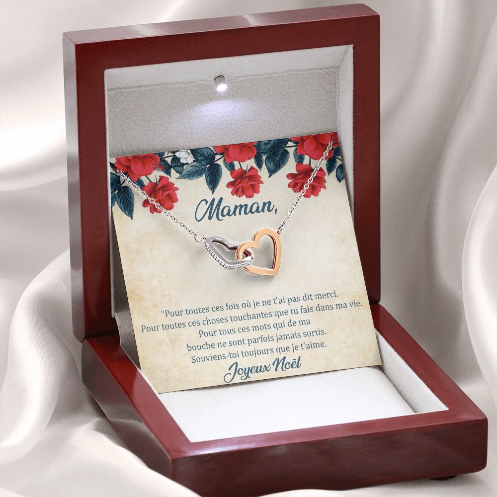 NOELENCHANTÉ • COLLIER JOYEUX NOËL MAMAN Double Cœur - Lehnaa
