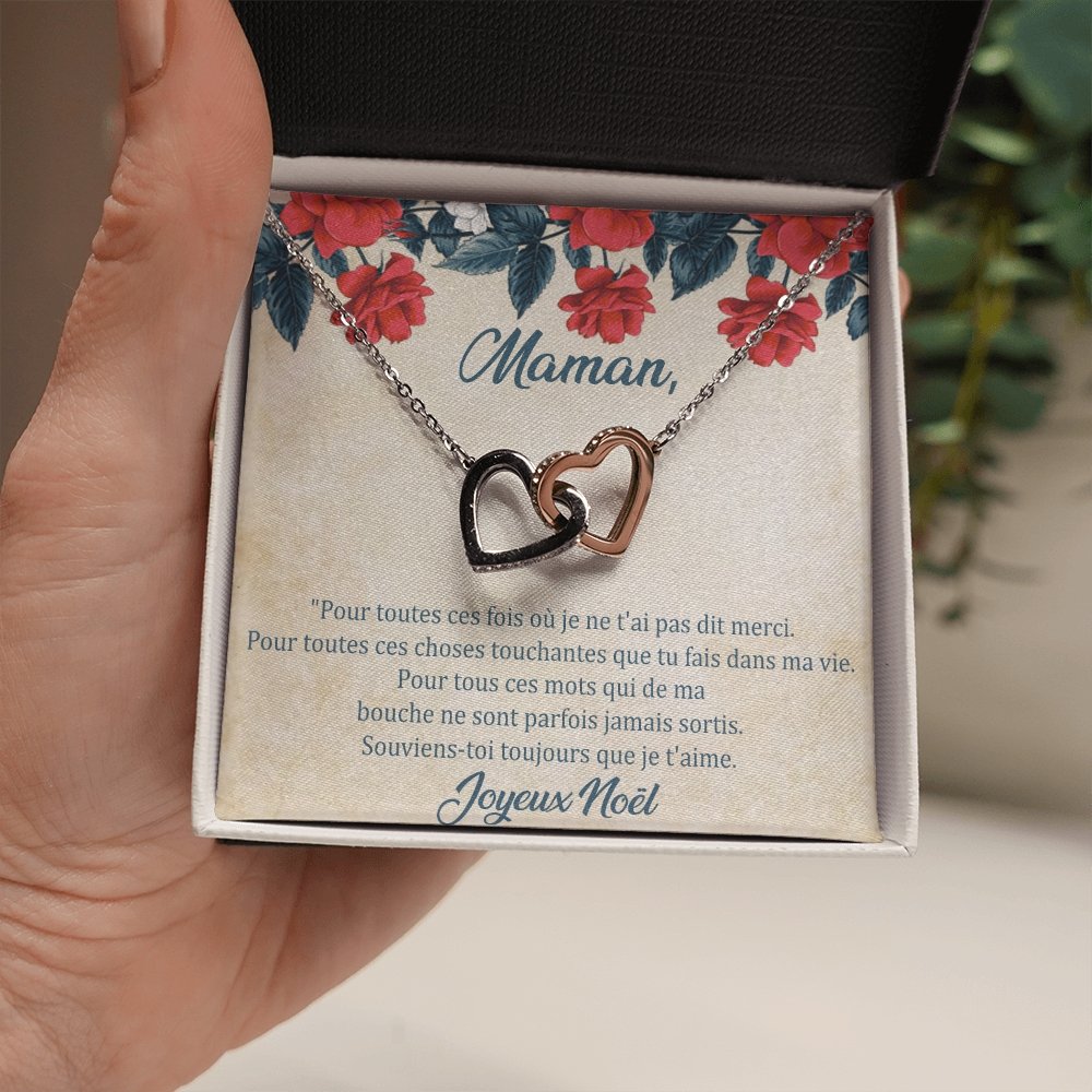 NOELENCHANTÉ • COLLIER JOYEUX NOËL MAMAN Double Cœur - Lehnaa