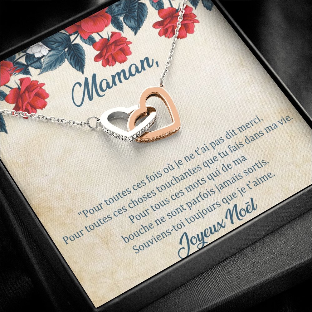 NOELENCHANTÉ • COLLIER JOYEUX NOËL MAMAN Double Cœur - Lehnaa
