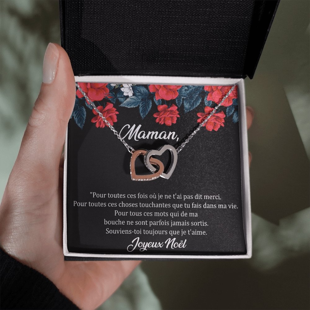 NOELENCHANTÉ • COLLIER JOYEUX NOËL MAMAN Double Cœur - Lehnaa