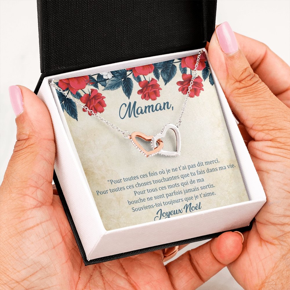NOELENCHANTÉ • COLLIER JOYEUX NOËL MAMAN Double Cœur - Lehnaa