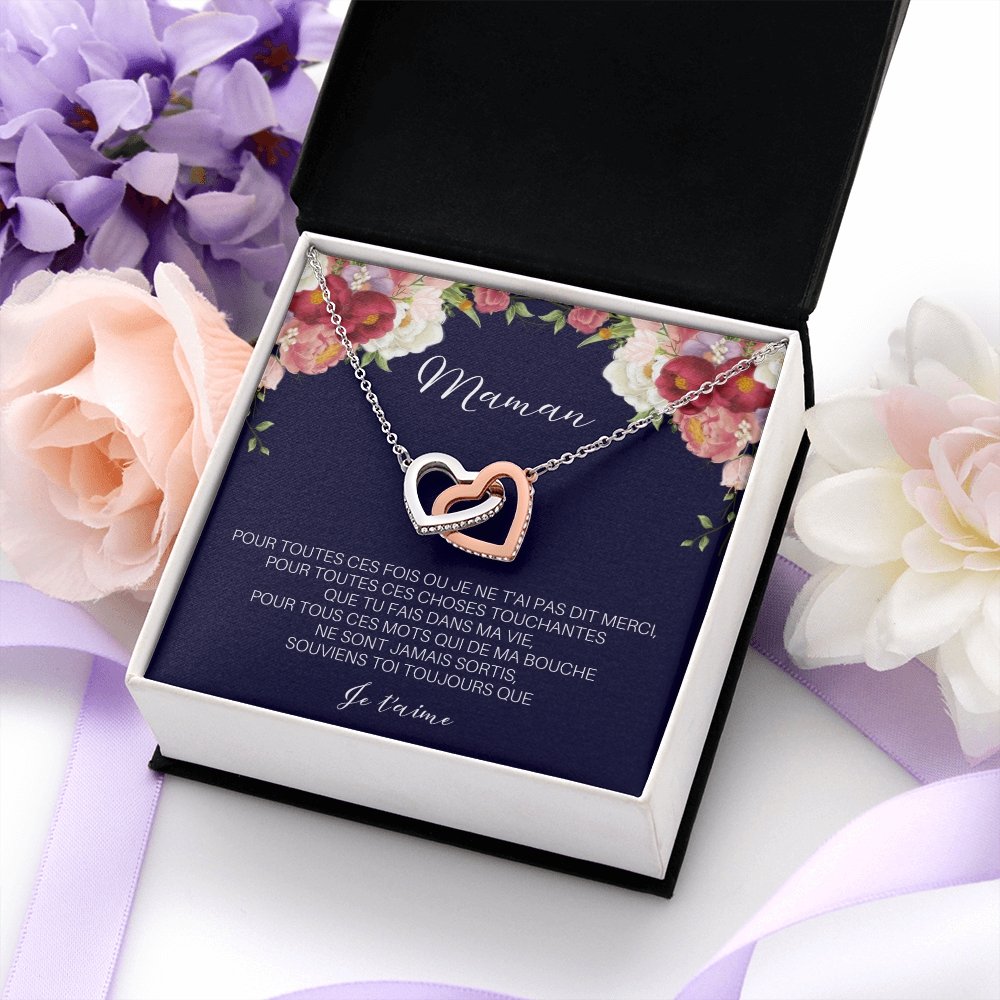 ONEMOM • Collier Déclaration Maman Double Cœur - Lehnaa