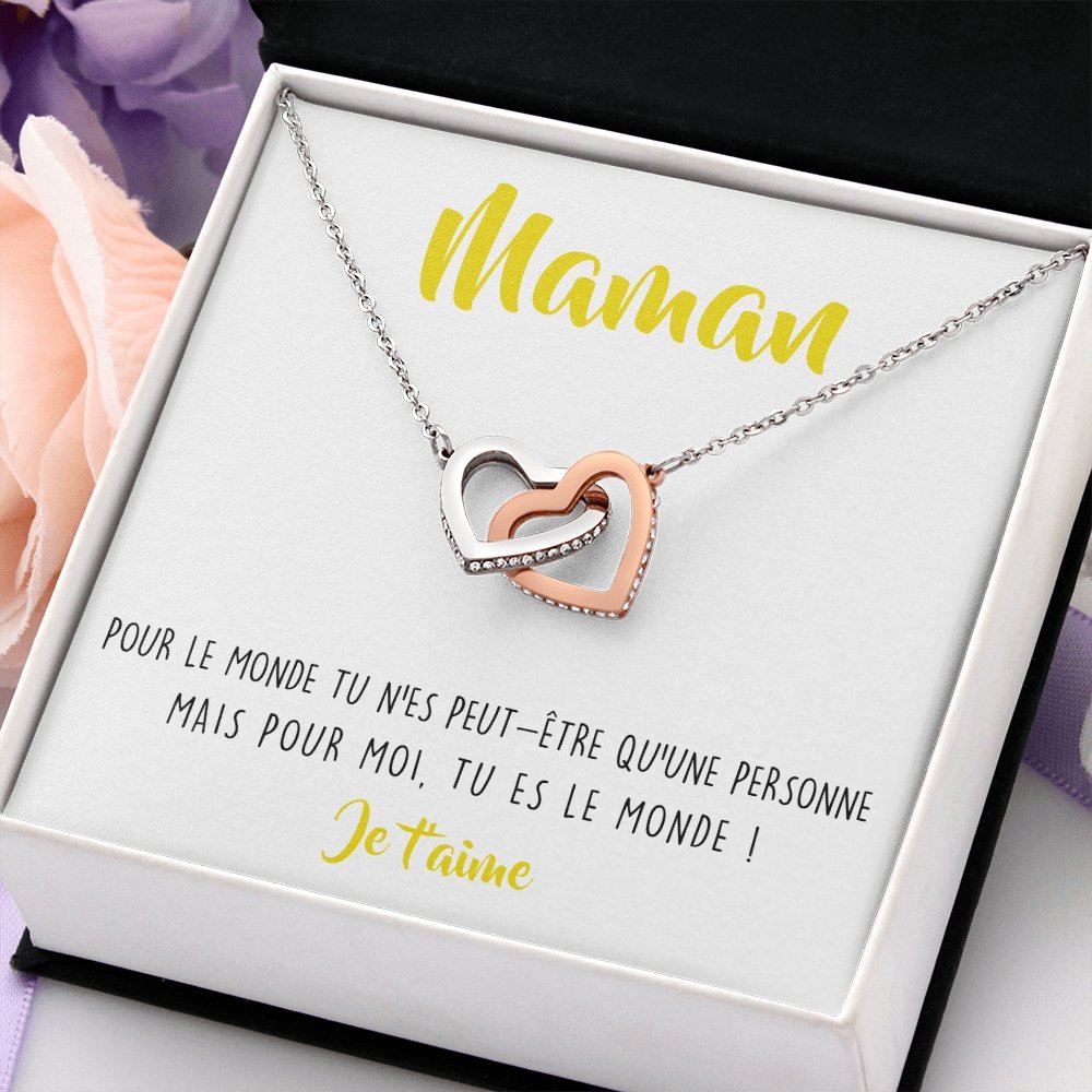 ONEMOM • Collier Déclaration Maman Double Cœur - Lehnaa