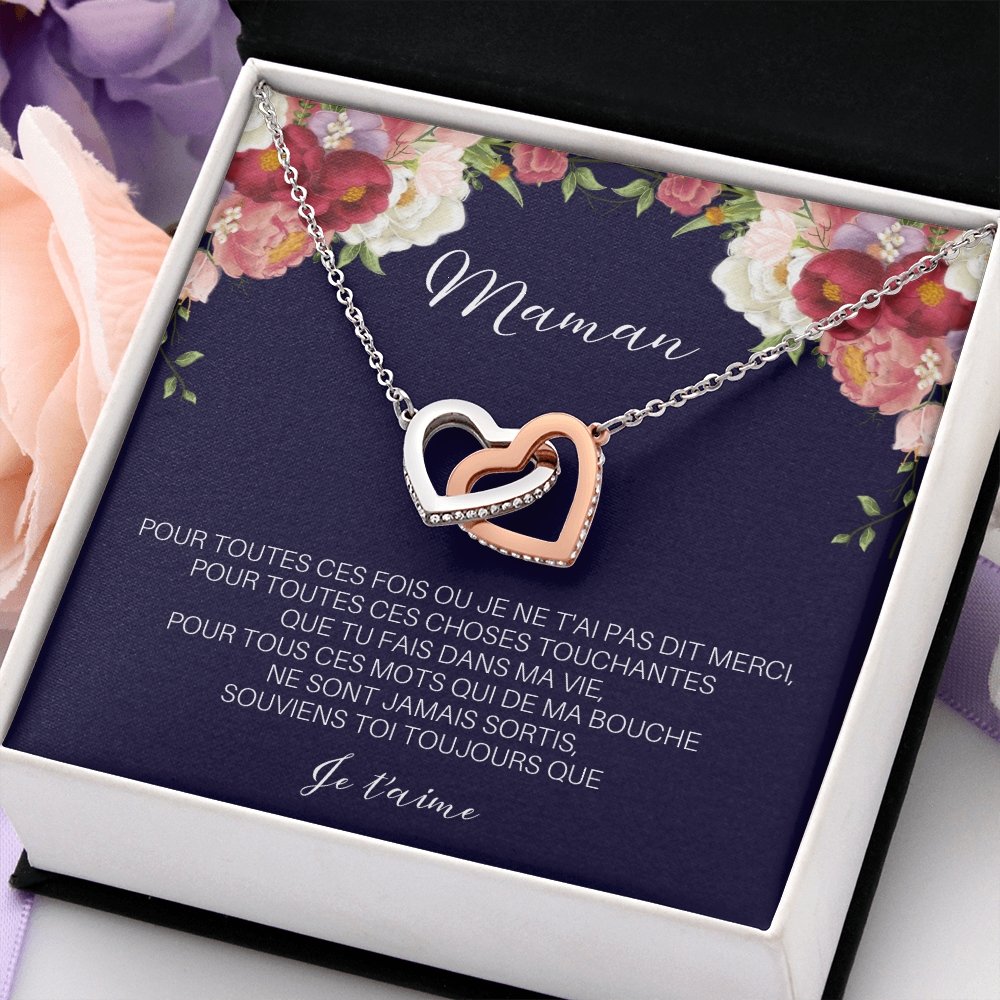 ONEMOM • Collier Déclaration Maman Double Cœur - Lehnaa