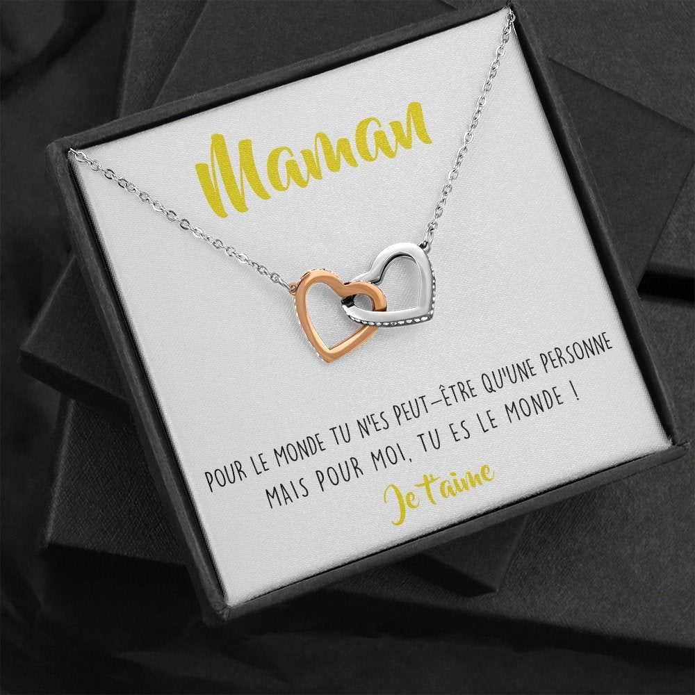 ONEMOM • Collier Déclaration Maman Double Cœur - Lehnaa