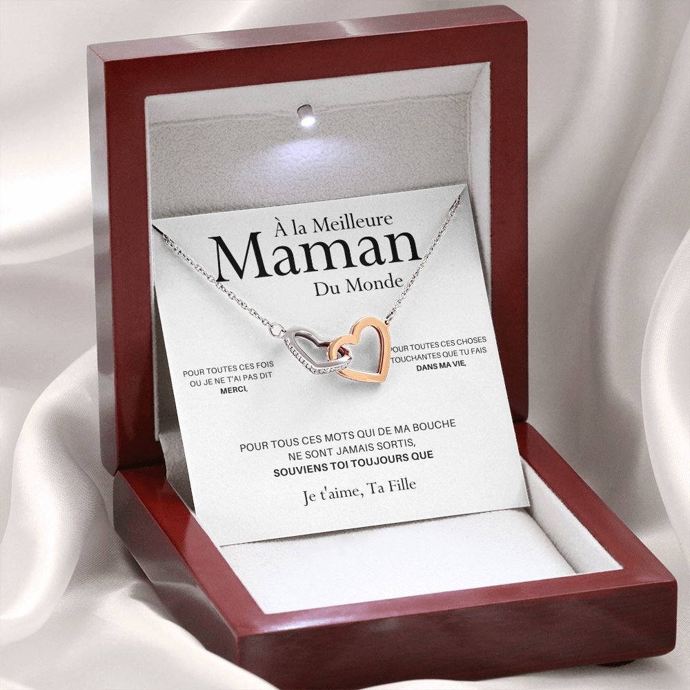 ONEMOM • Collier Déclaration Maman Double Cœur Version Femme - Lehnaa