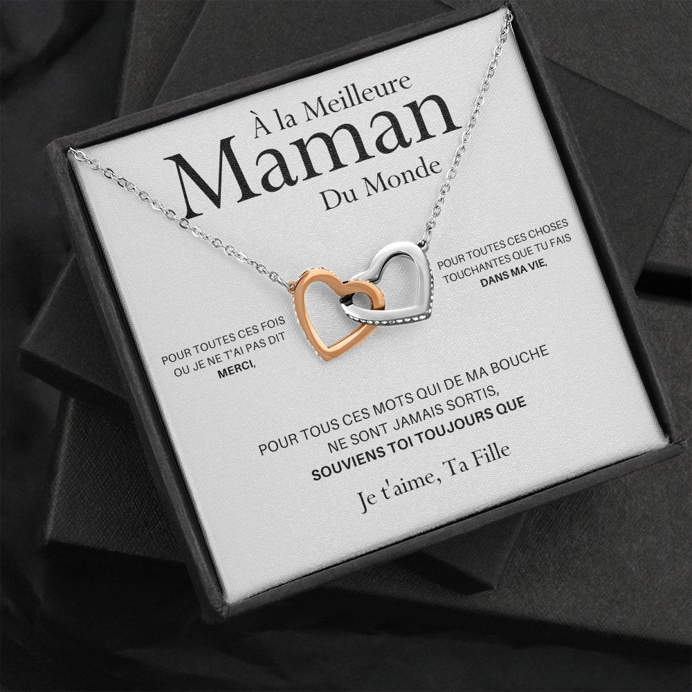 ONEMOM • Collier Déclaration Maman Double Cœur Version Femme - Lehnaa