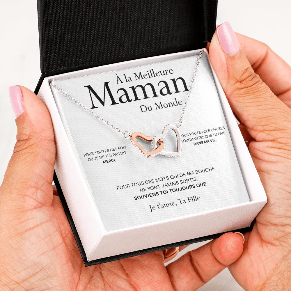 ONEMOM • Collier Déclaration Maman Double Cœur Version Femme - Lehnaa