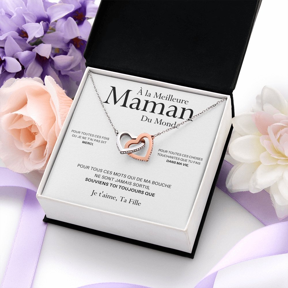 ONEMOM • Collier Déclaration Maman Double Cœur Version Femme - Lehnaa