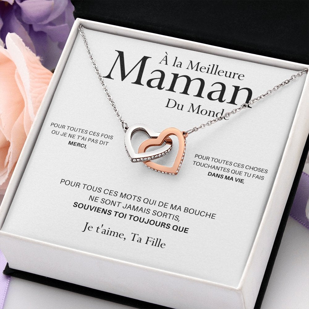 ONEMOM • Collier Déclaration Maman Double Cœur Version Femme - Lehnaa