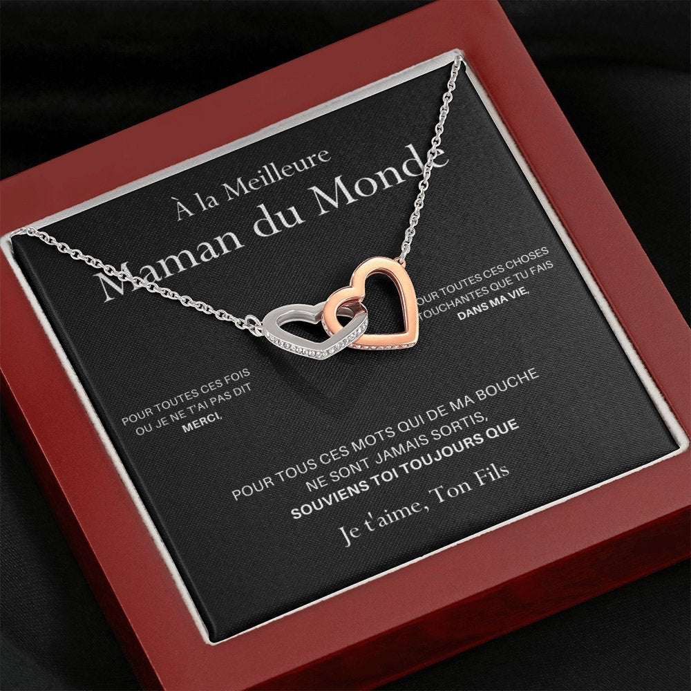 ONEMOM • Collier Déclaration Maman Double Cœur Version Homme - Lehnaa