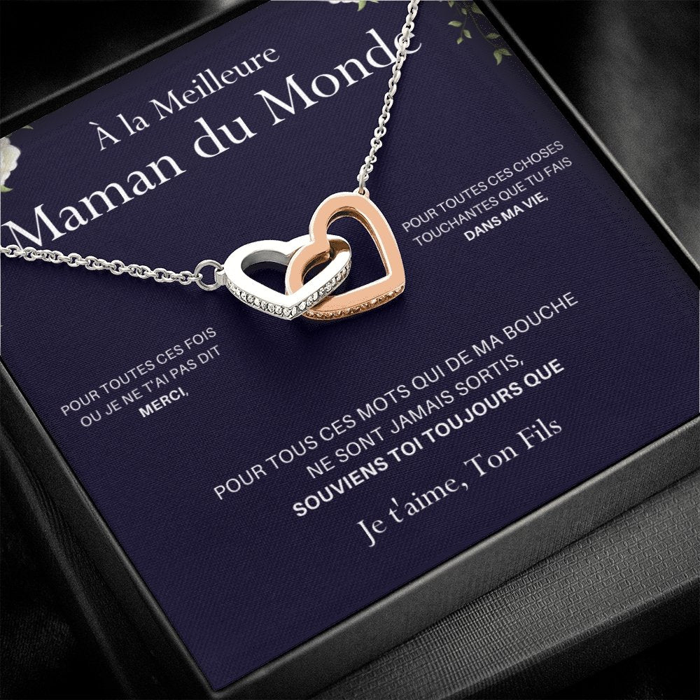 ONEMOM • Collier Déclaration Maman Double Cœur Version Homme - Lehnaa