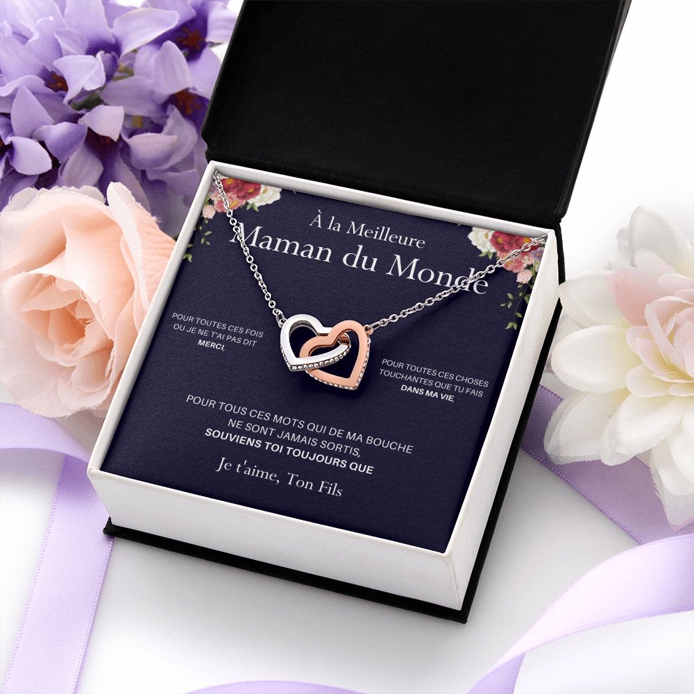 ONEMOM • Collier Déclaration Maman Double Cœur Version Homme - Lehnaa