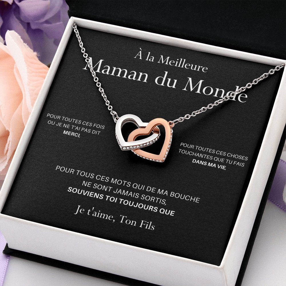 ONEMOM • Collier Déclaration Maman Double Cœur Version Homme - Lehnaa