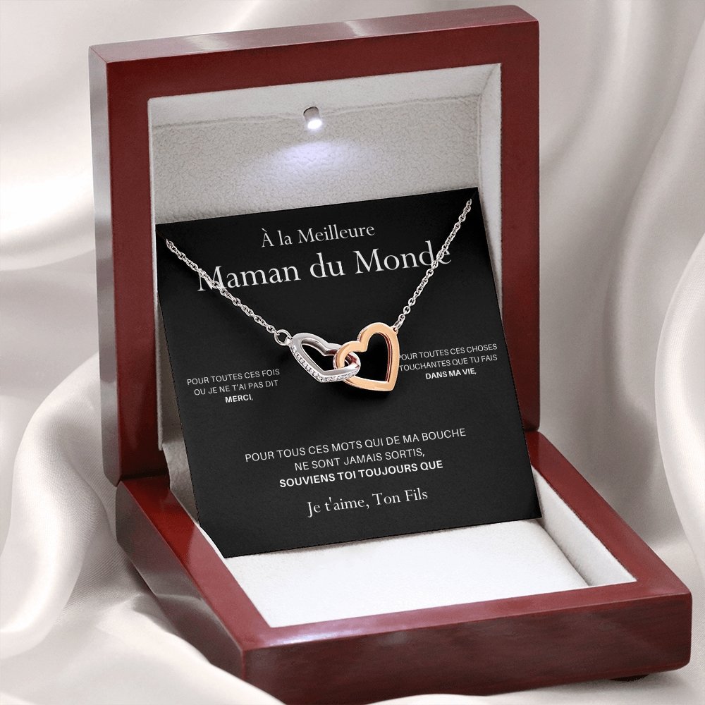 ONEMOM • Collier Déclaration Maman Double Cœur Version Homme - Lehnaa