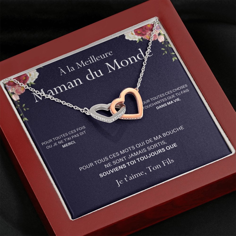 ONEMOM • Collier Déclaration Maman Double Cœur Version Homme - Lehnaa