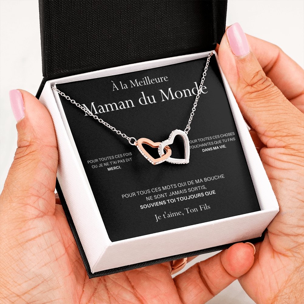 ONEMOM • Collier Déclaration Maman Double Cœur Version Homme - Lehnaa