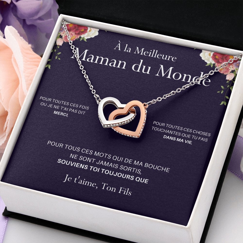 ONEMOM • Collier Déclaration Maman Double Cœur Version Homme - Lehnaa