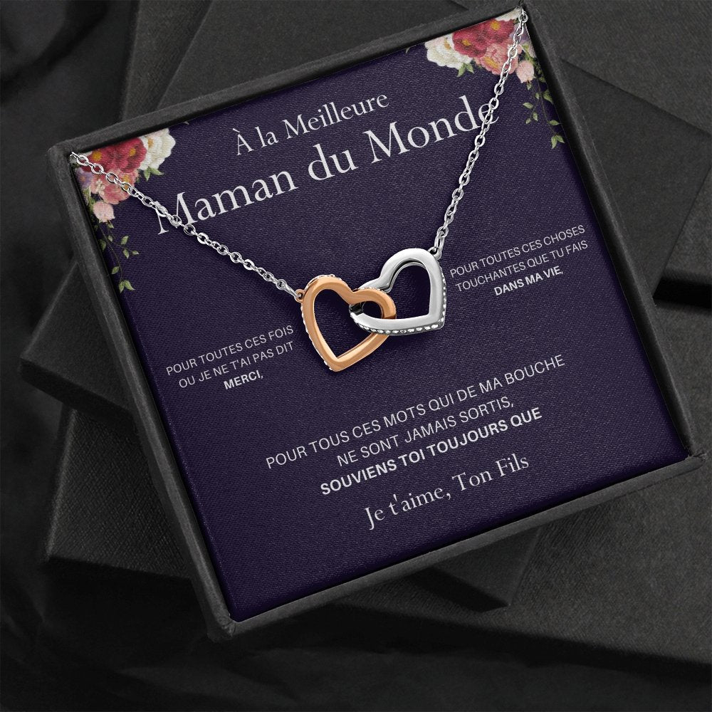ONEMOM • Collier Déclaration Maman Double Cœur Version Homme - Lehnaa