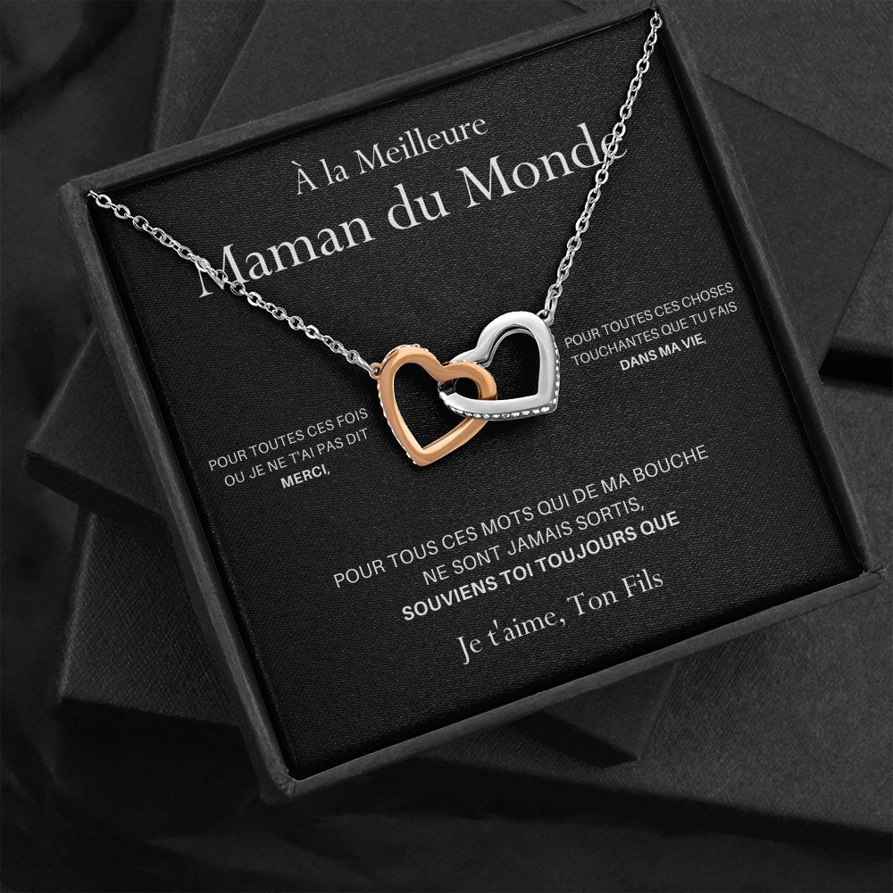 ONEMOM • Collier Déclaration Maman Double Cœur Version Homme - Lehnaa
