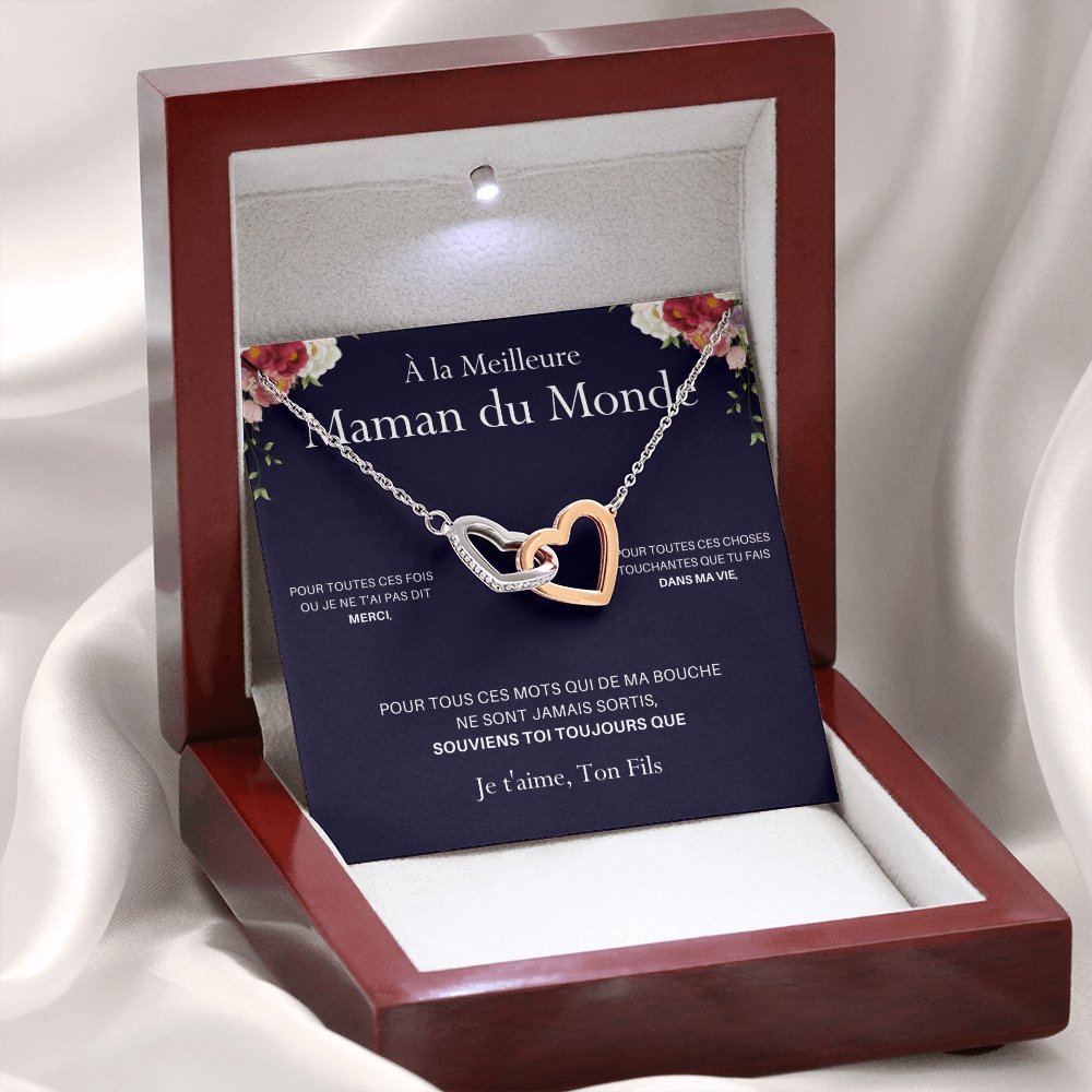 ONEMOM • Collier Déclaration Maman Double Cœur Version Homme - Lehnaa
