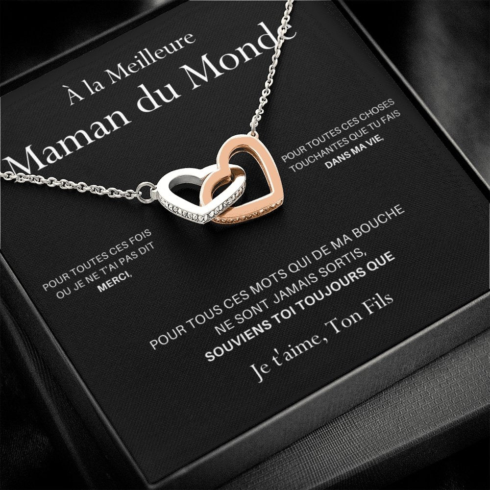 ONEMOM • Collier Déclaration Maman Double Cœur Version Homme - Lehnaa