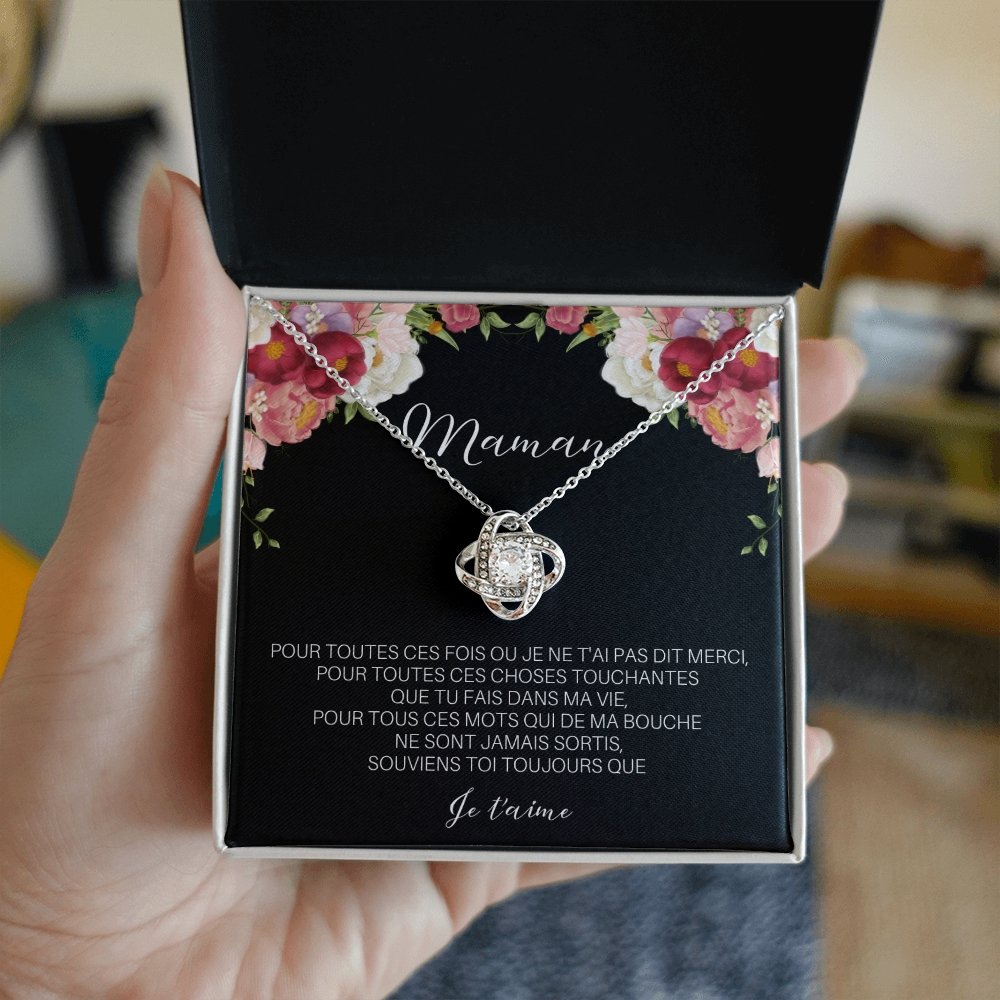 ONEMOM • Collier Déclaration Maman Noeud d'Amour - Lehnaa